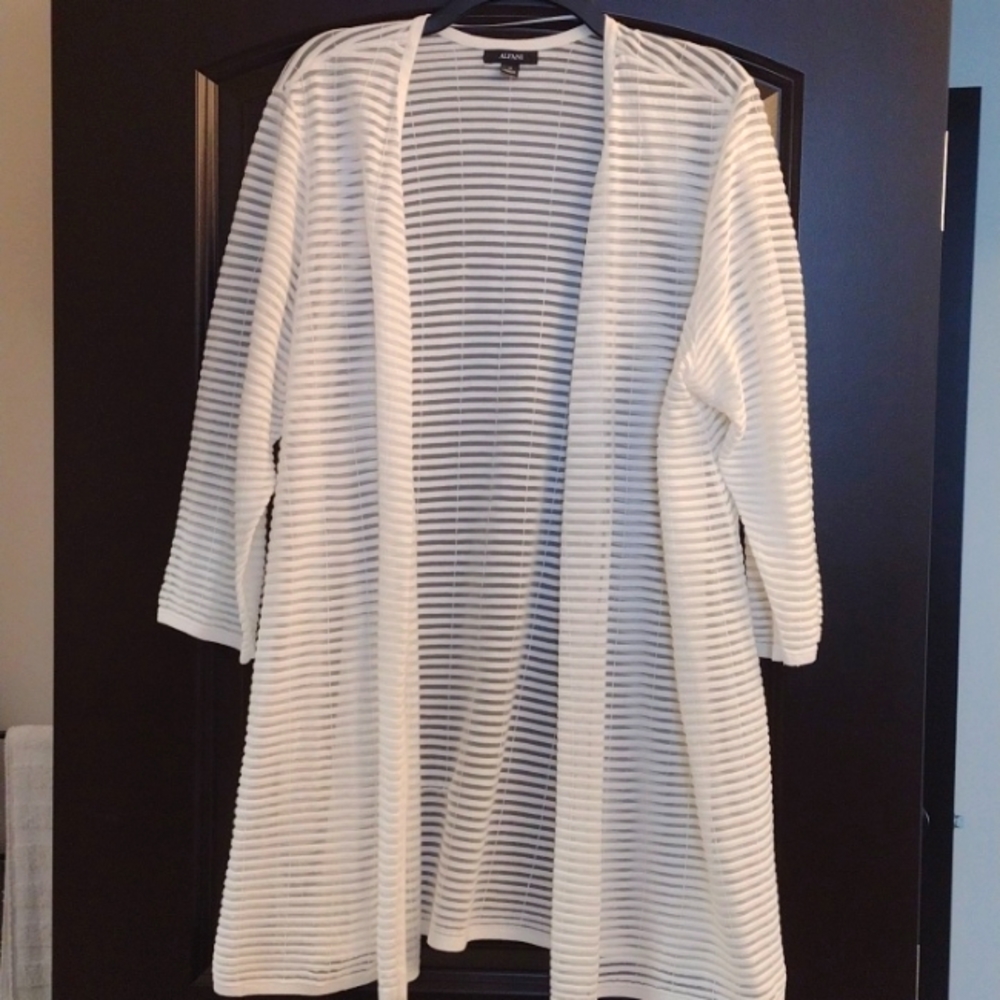 Alfani Sheer Stripe Open Front Sweater
